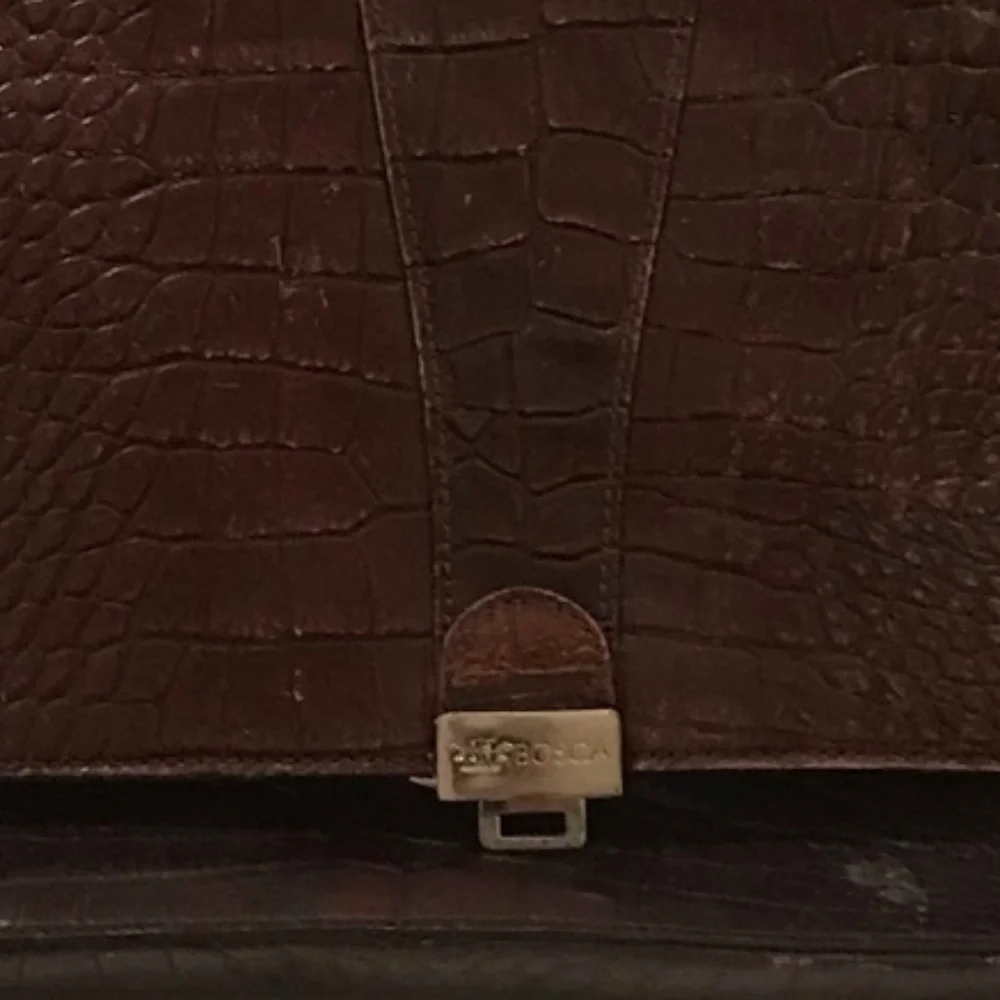 Bosca Brown Crocodile-Embossed Briefcase